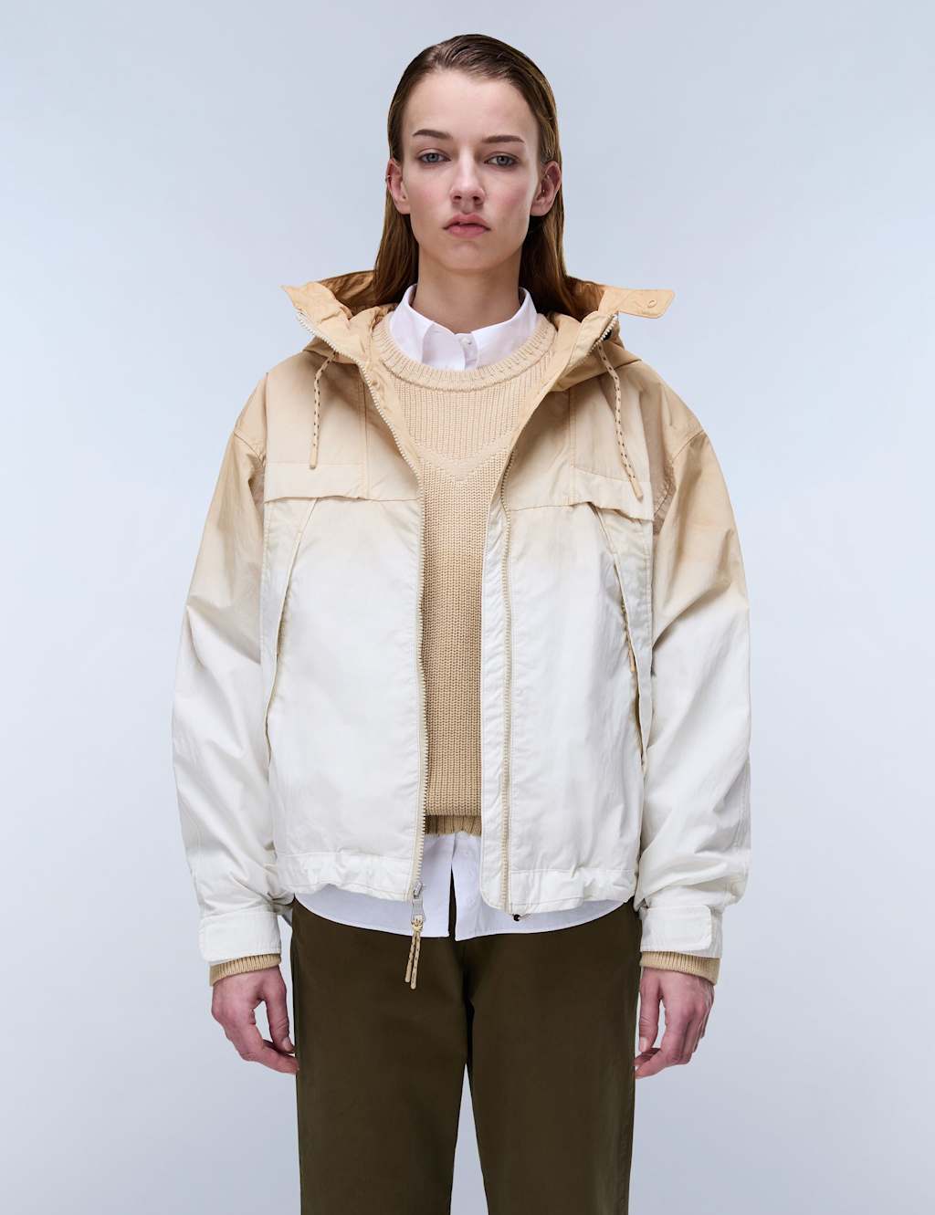Napapijri Traveler Dip Dye Oversized Short Jacket Taupe