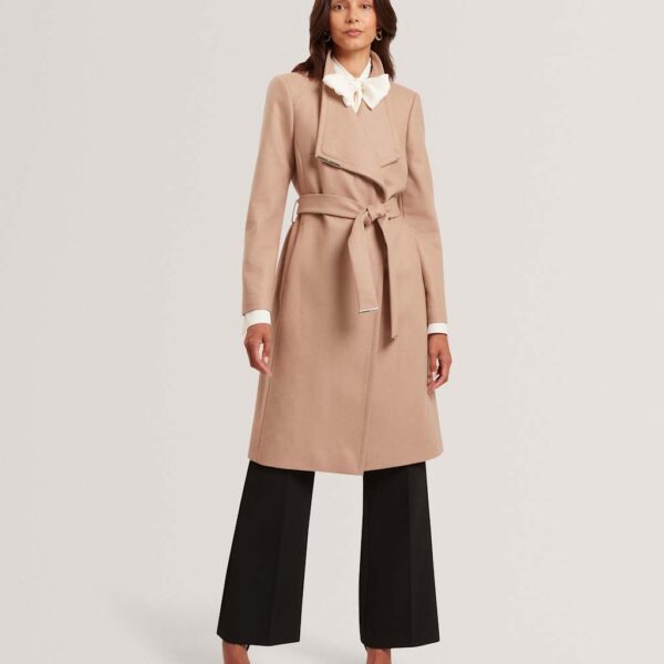Ted Baker Wool Rich Belted Wrap Coat with Cashmere Camel
