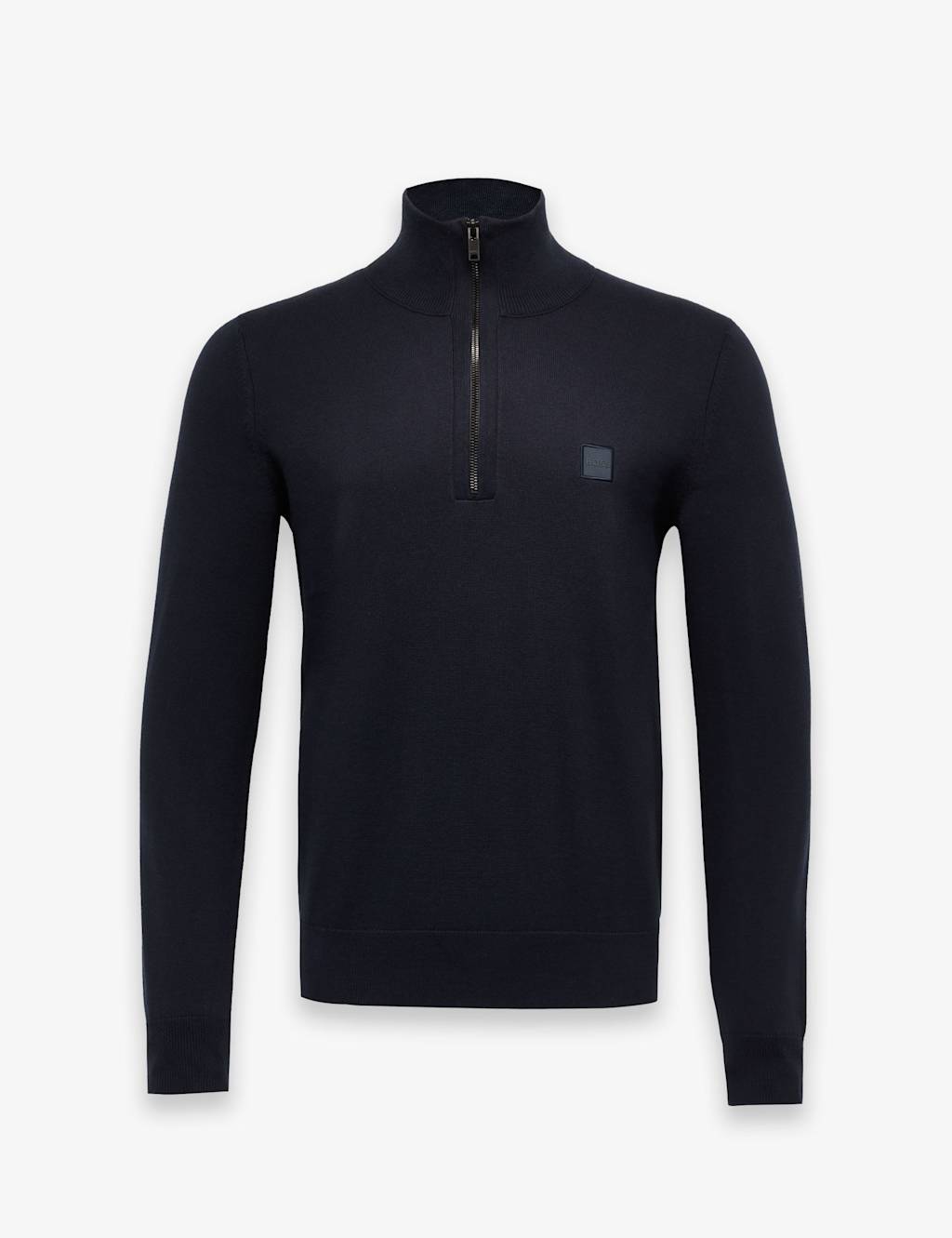 Boss Cotton Rich Half Zip Jumper with Cashmere Navy