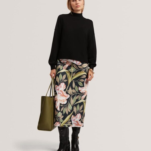 Ted Baker 2 in 1 Jumper With Floral Print Slip Dress Black Mix