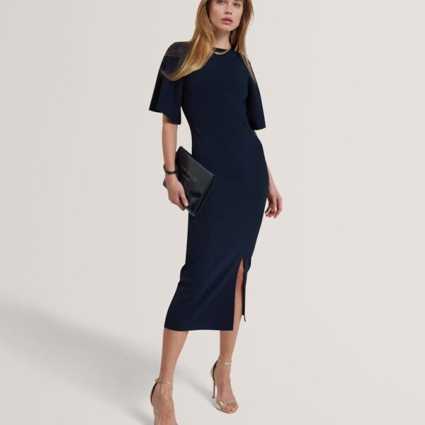Ted Baker Knitted Maxi Bodycon Dress Navy