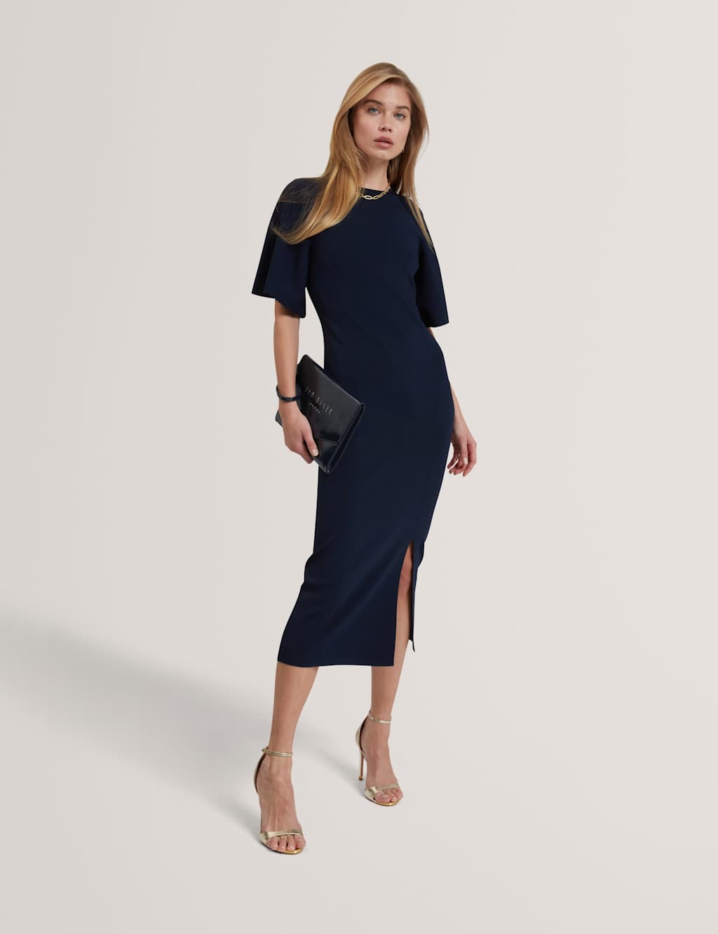 Ted Baker Knitted Maxi Bodycon Dress Navy