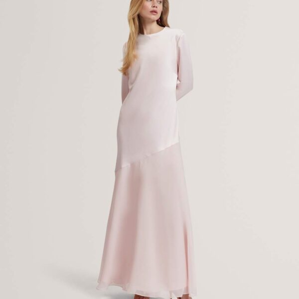 Ted Baker Satin Diagonal Waist Maxi Dress Pink
