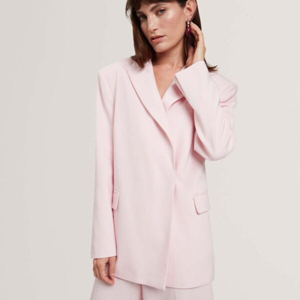 Ted Baker Relaxed Wrap Longline Blazer Light Pink