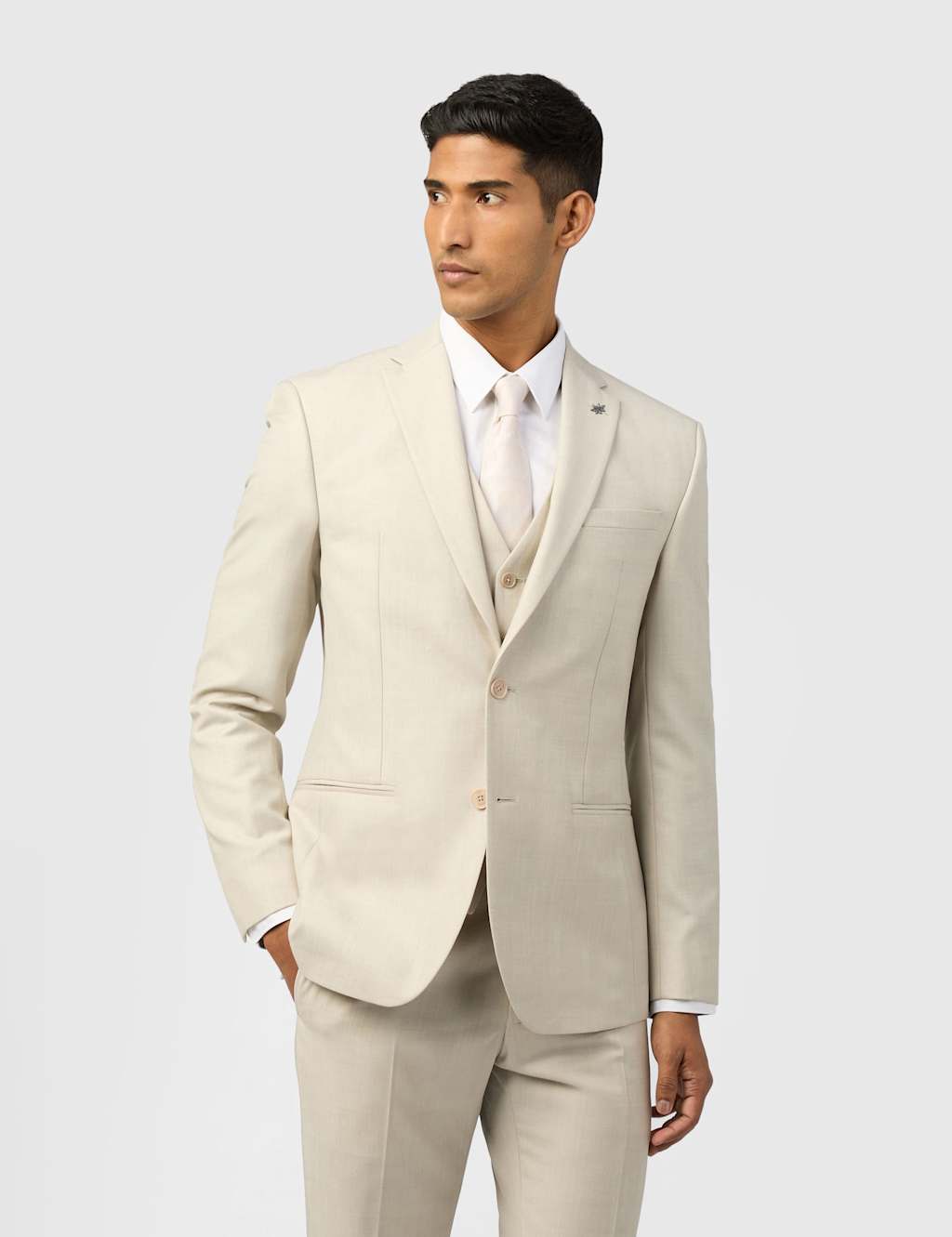 Ted Baker Slim Fit Wool Rich Blazer Beige