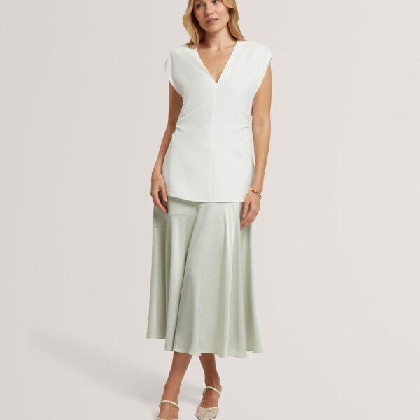 Ted Baker Diagonal Seam Midi Slip Skirt Light Green