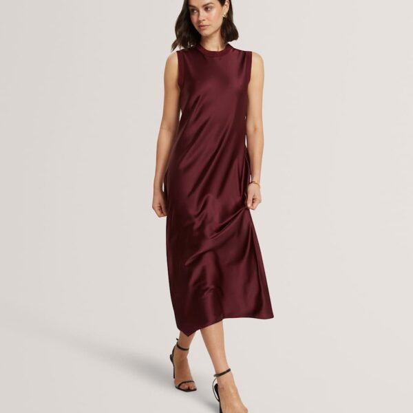Ted Baker Knitted Back Maxi Slip Dress Burgundy