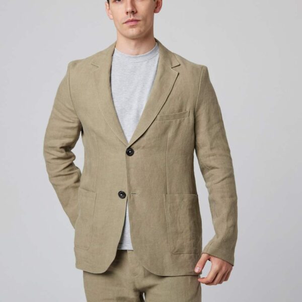 Peregrine Regular Fit Pure Linen Blazer Green