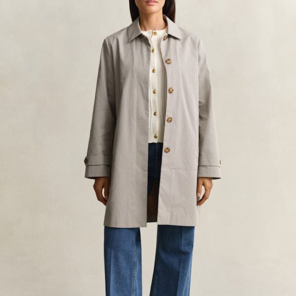 GANT Cotton Rich Checked Car Coat Cream