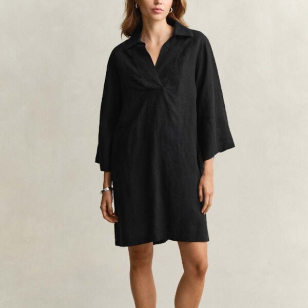 GANT Pure Linen Knee Length Shift Dress Black