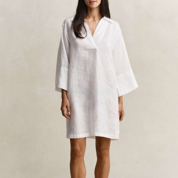 GANT Pure Linen Knee Length Shift Dress White