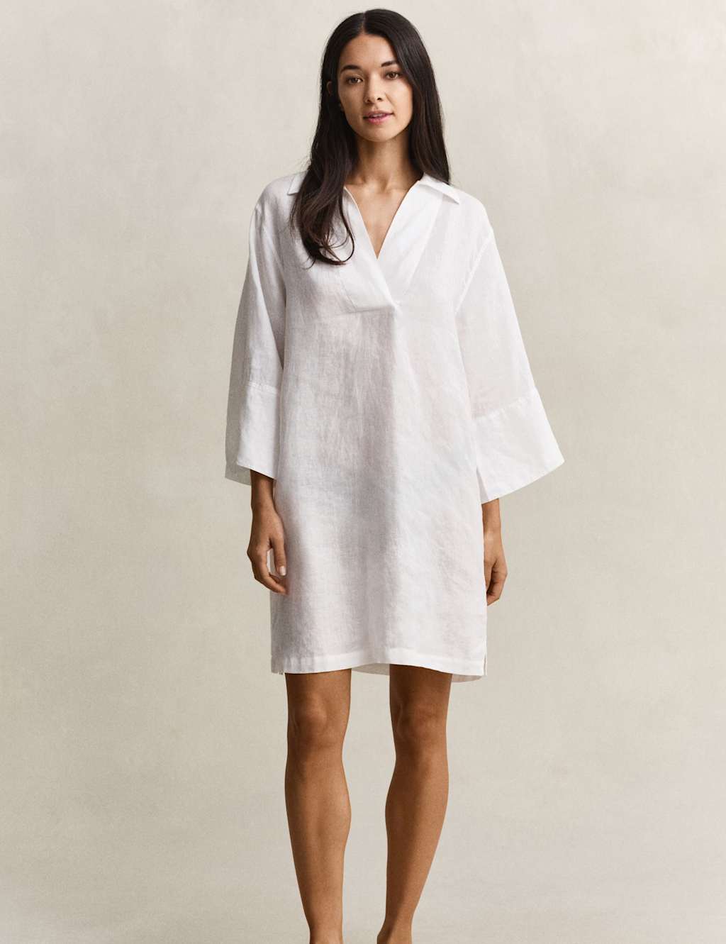 GANT Pure Linen Knee Length Shift Dress White