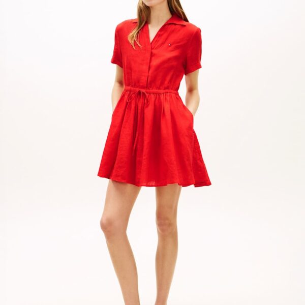 Tommy Hilfiger Pure Linen Mini Skater Dress Red