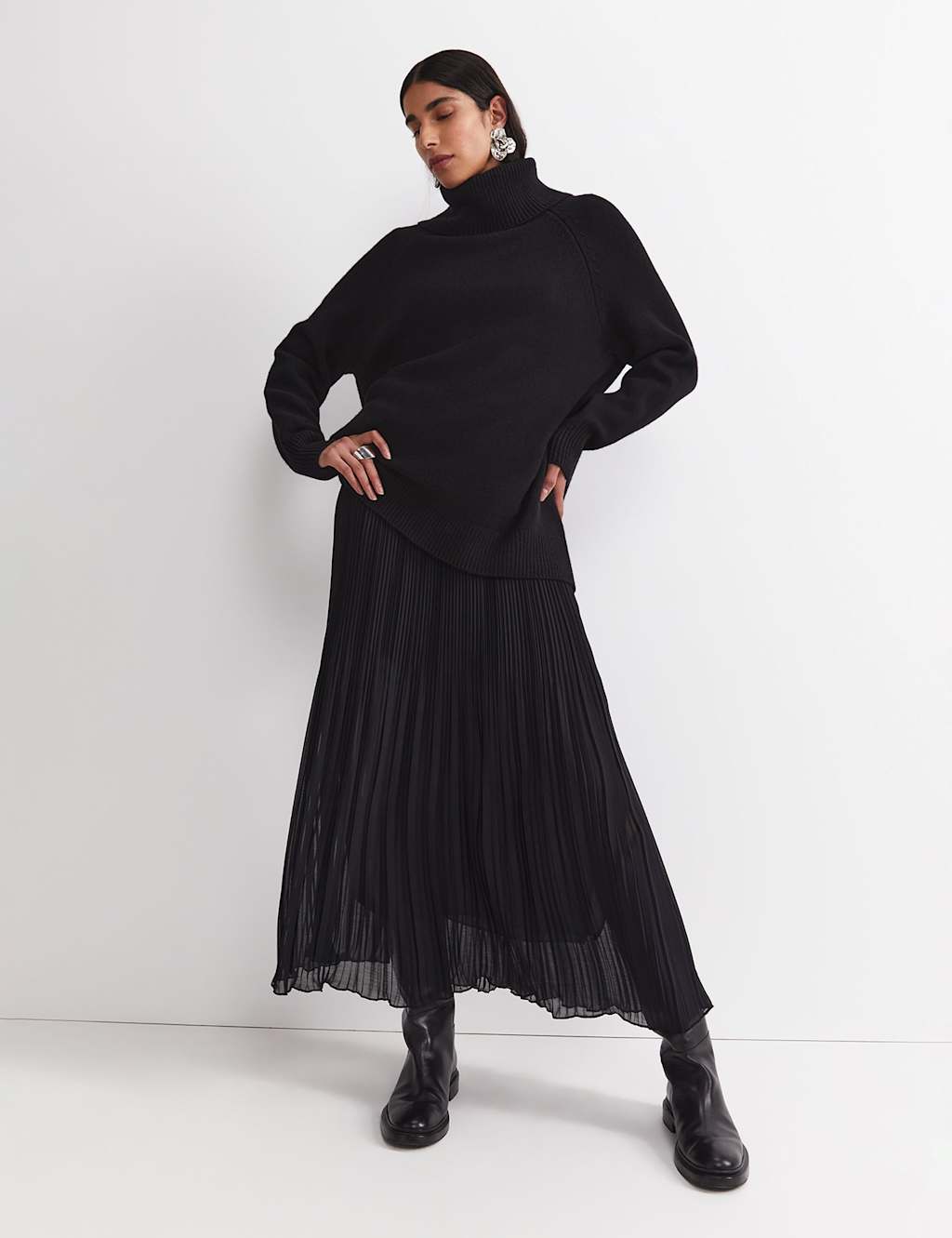 Sportscraft Pleated Midi Skirt Black