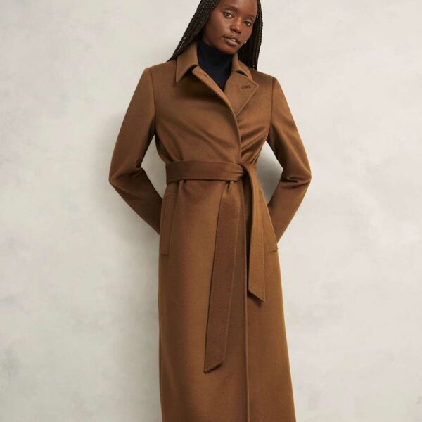 HOBBS Pure Wool Double Breasted Trench Coat Red