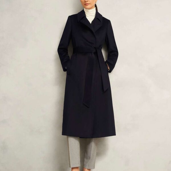 HOBBS Pure Wool Double Breasted Trench Coat Black