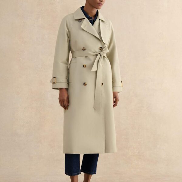 HOBBS Cotton Rich Double Breasted Trench Coat Sage