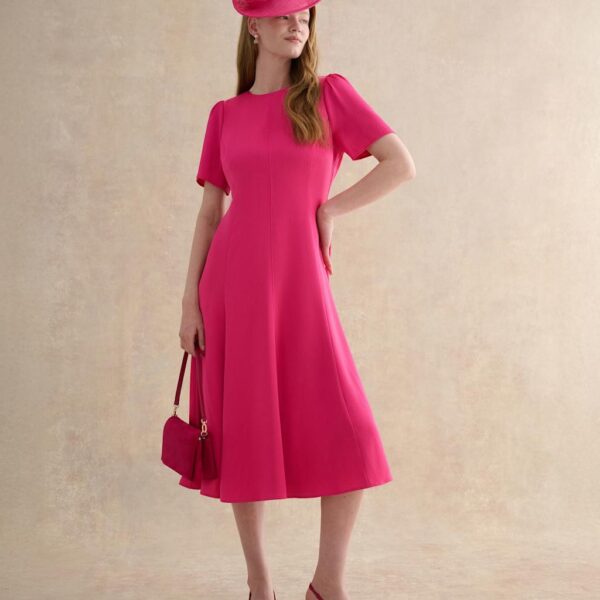 HOBBS Midi Skater Dress Pink