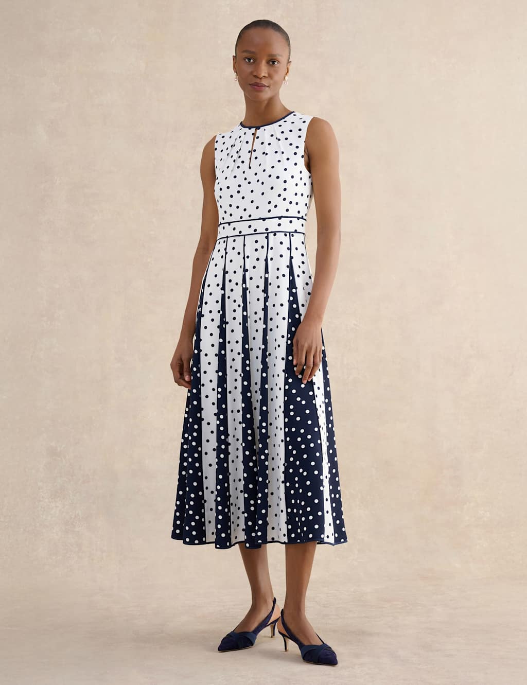 HOBBS Floral Midi Skater Dress Ivory Mix