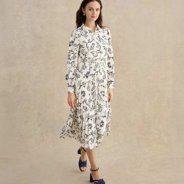 HOBBS Floral Midi Shirt Dress Navy Mix