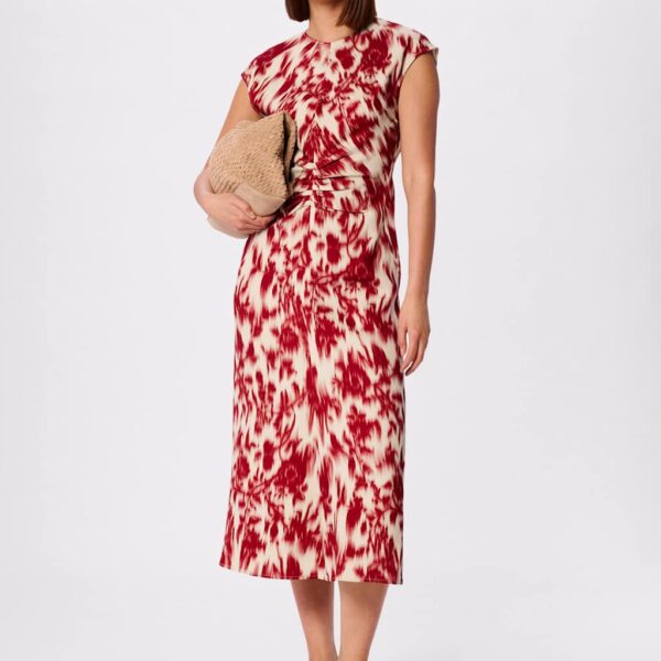 Whistles Floral Midi Column Dress Red Mix