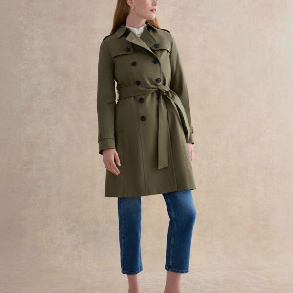 HOBBS Cotton Rich Belted Longline Trench Coat Green