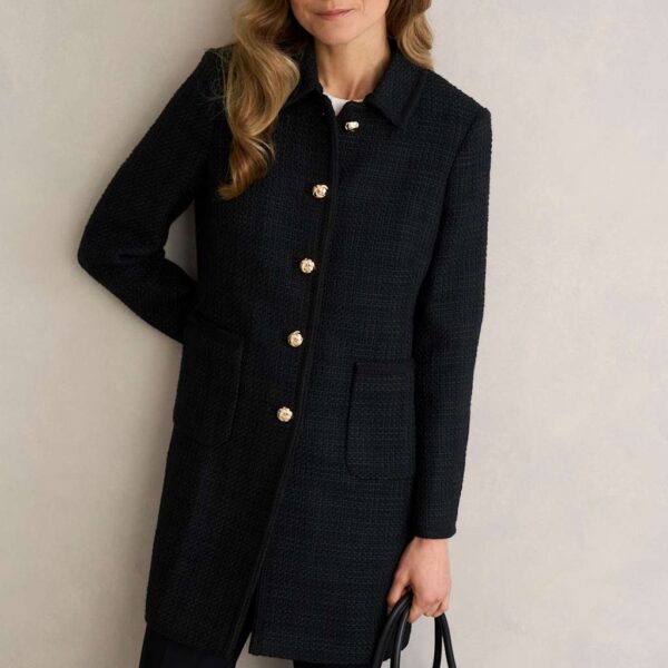 HOBBS Textured Single Breasted Tailored Coat Black