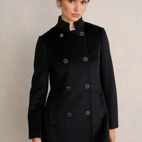 HOBBS Pure Wool Double Breasted Tailored Coat Black