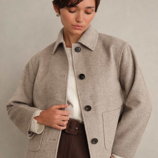 HOBBS Wool Rich Cropped Jacket Grey