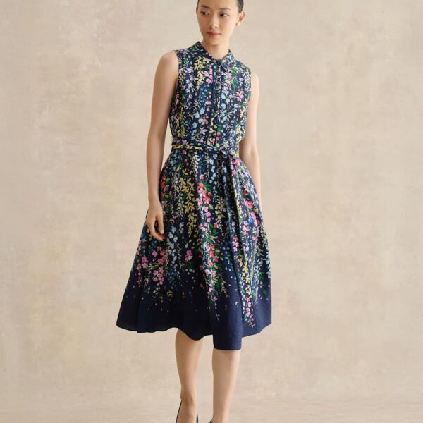HOBBS Floral Knee Length Skater Dress Blue Mix
