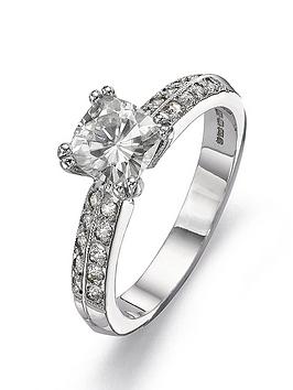 Moissanite 18 Carat White Gold 100Pt Equivalent Cushion Cut Ring