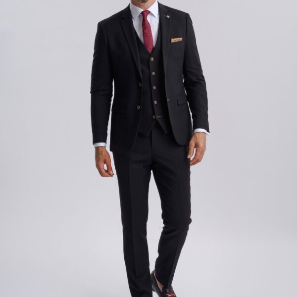 Mayfair Black Textured Three Piece Suit