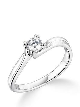 Love Diamond 9Ct White Gold 4 Claw Twist Design 0.25Ct Diamond Solitaire Ring