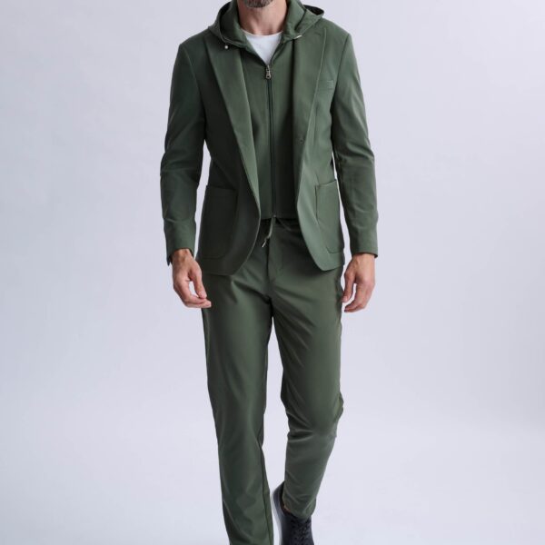 Rulli Khaki 360 Stretch Technical Suit with Detachable Hood