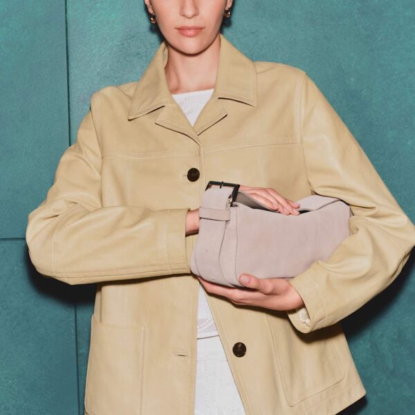 Autograph Leather Revere Collar Jacket Sand