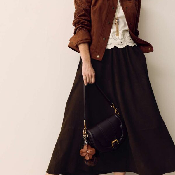 Per Una Suede Pleated Midi Skirt Chocolate