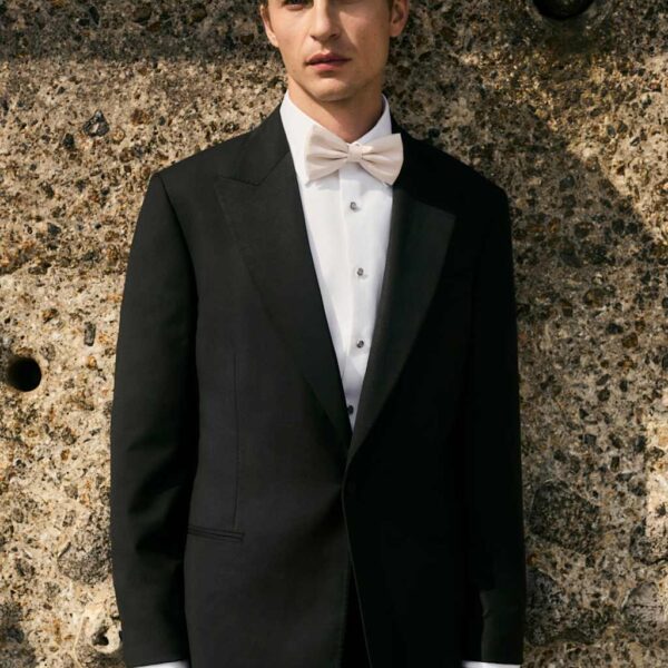 JAEGER Tailored Fit Pure Wool Tuxedo Jacket Black