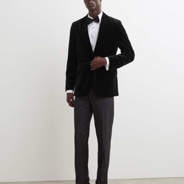 JAEGER Pure Cotton Velvet Blazer Black