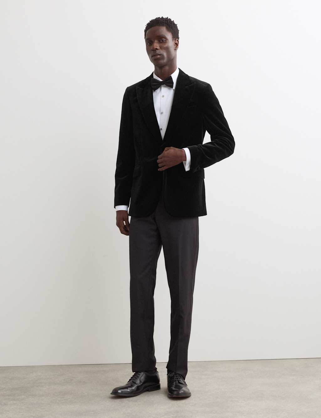 JAEGER Pure Cotton Velvet Blazer Black