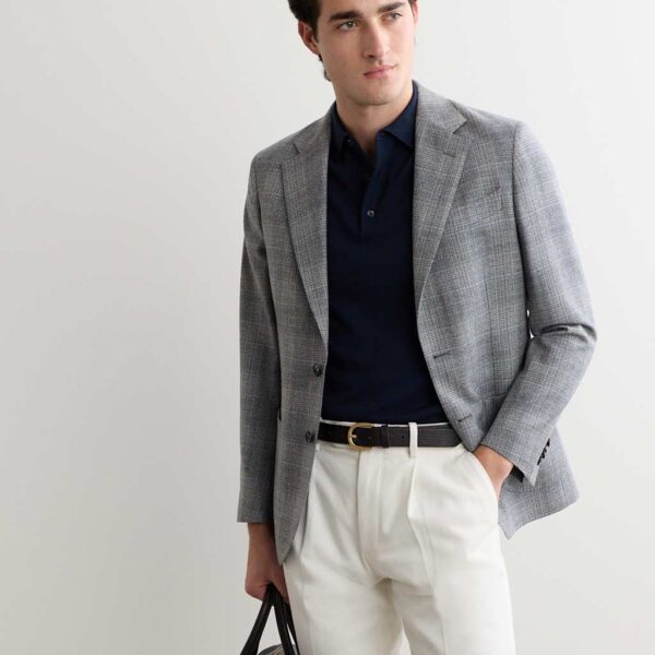 JAEGER Tailored Fit Italian Pure Wool Blazer Grey Mix