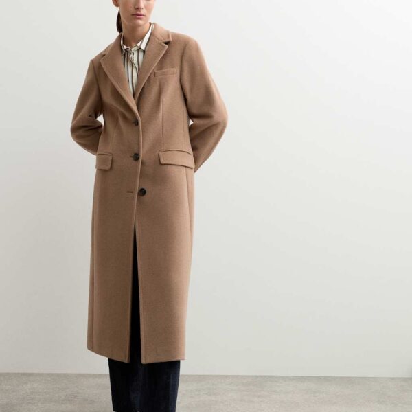 JAEGER Longline Pure Wool Boyfriend Coat Camel