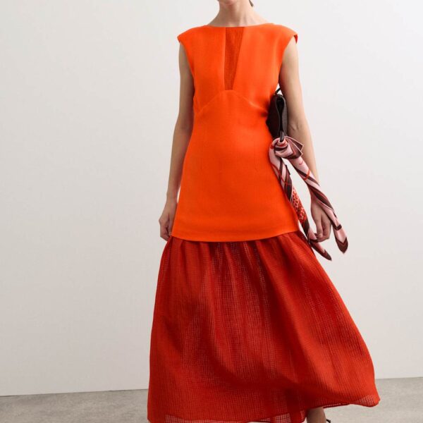 JAEGER Maxi Column Dress Tangerine