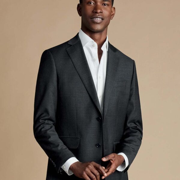Charles Tyrwhitt Slim Fit Pure Wool Twill Suit Jacket Dark Grey