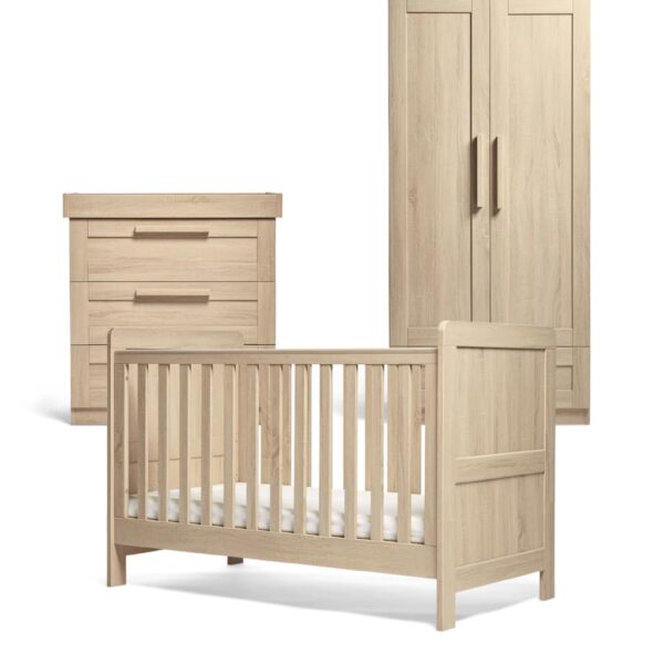 Mamas & Papas Atlas 3 Piece Cotbed Range with Dresser and Wardrobe Brown