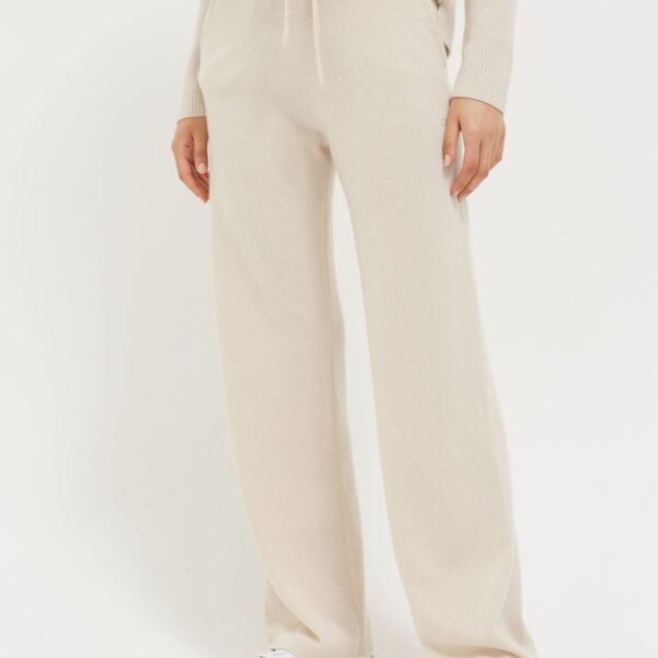 Chinti & Parker Pure Cashmere Wide Leg Joggers Cream
