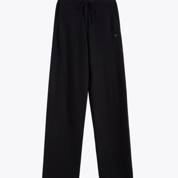 Chinti & Parker Pure Cashmere Relaxed Wide Leg Joggers Black