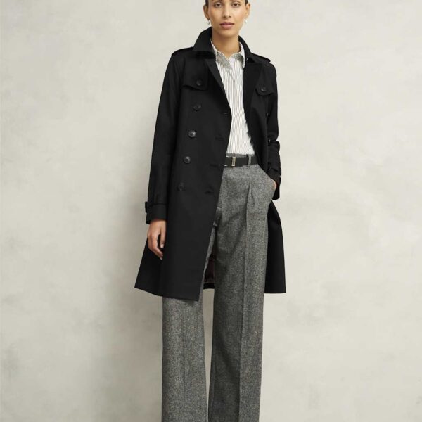 HOBBS Cotton Rich Belted Double Breasted Trench Coat Black