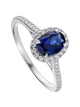 Created Brilliance Rosalind Created Brilliance 9Ct White Gold Created Sapphire And 0.20Ct Lab Grown Diamond Ring - O