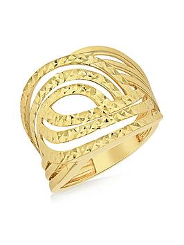 The Love Collection 9Ct Yellow Gold 15Mm Diamond Cut Swirl Ring