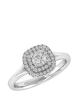 Love Diamond 9Ct White Gold 0.45Ct Diamond Square Engagement Ring